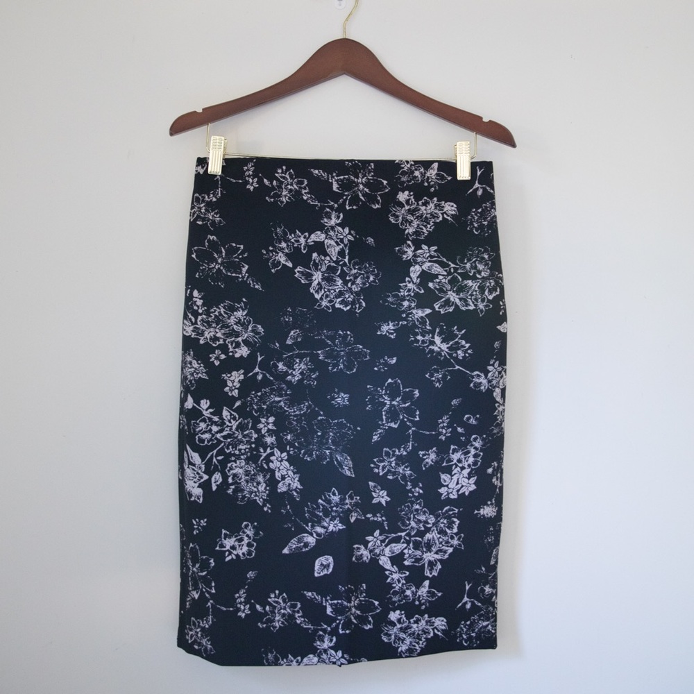 Philosophy Floral Black Pencil Skirt
